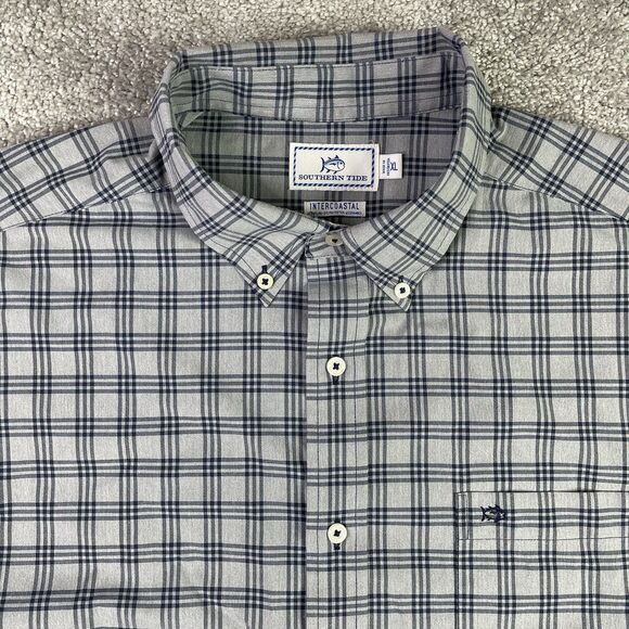 Southern Tide Intercoastal Shirt Mens XL Gray Plaid Button Down Performance - Picture 1 of 10